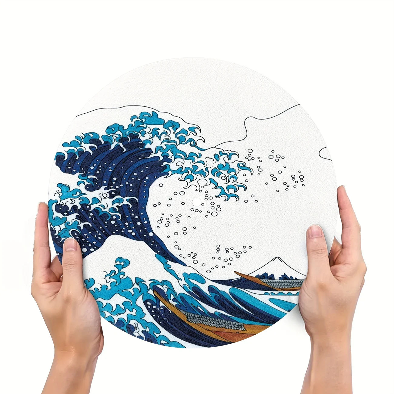 12-Inch Vinyl Record Turntable Mat with Large Wave Print