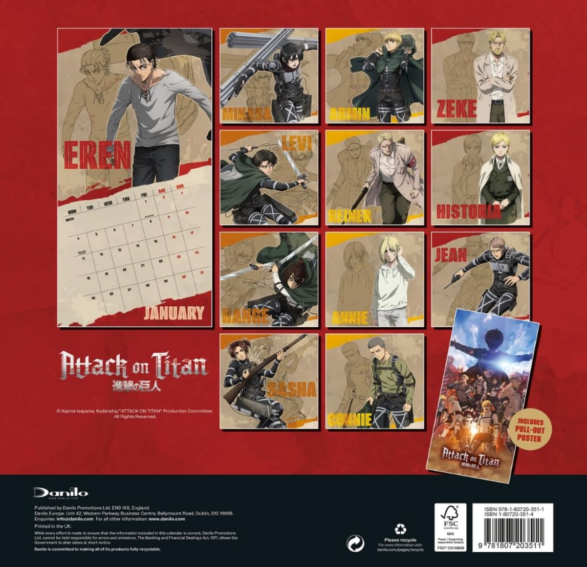 Attack On Titan 2027 Square Calendar