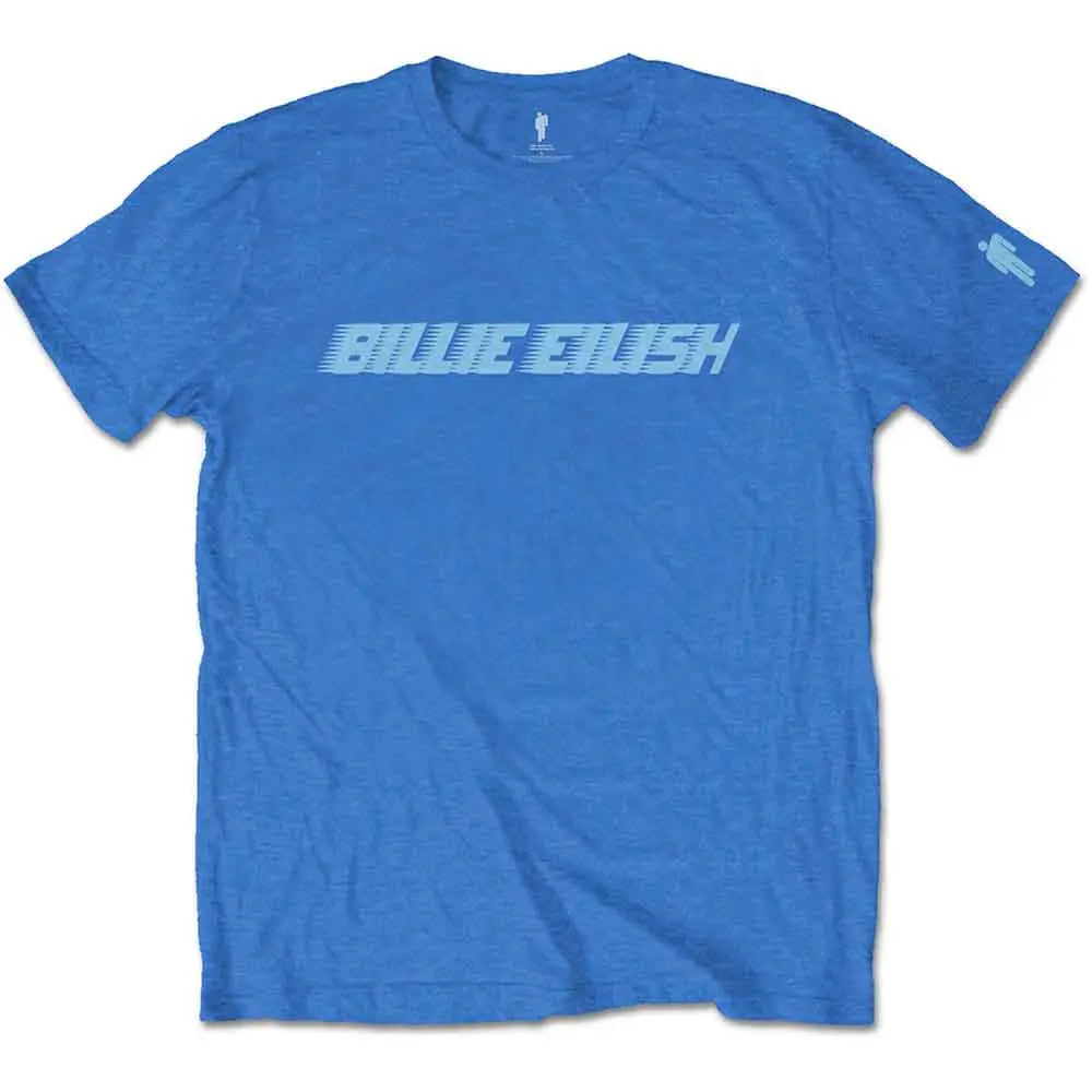 Billie Eilish T-Shirt Blue Racer Logo (Sleeve Print)