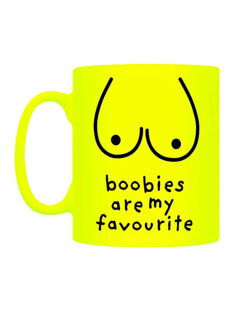Boobies Are My Favourite Yellow Neon Mug Zhivago Gifts
