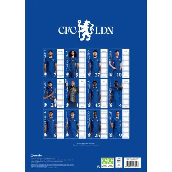 Chelsea FC A3 Calendar 2026 Zhivago Gifts