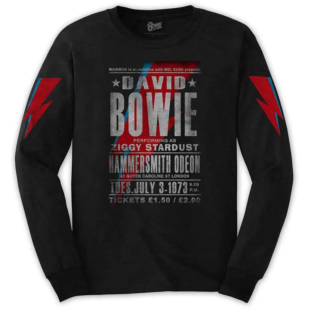 David Bowie Long Sleeve T-Shirt: Hammersmith Odeon - Ireland Vinyl