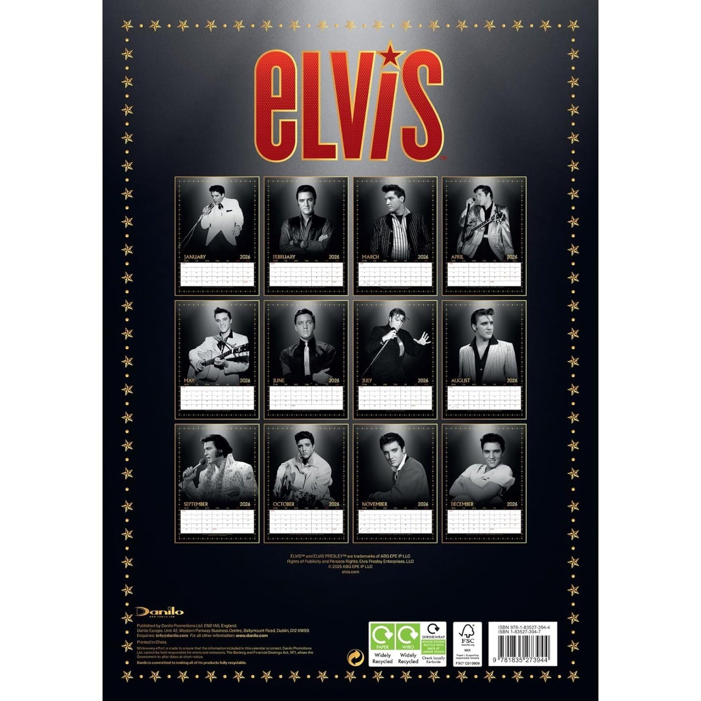 Elvis Presley 2026 A3 Official Calendar