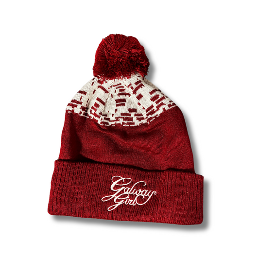 Galway Girl Maroon & White Bobble - Zhivago Gifts