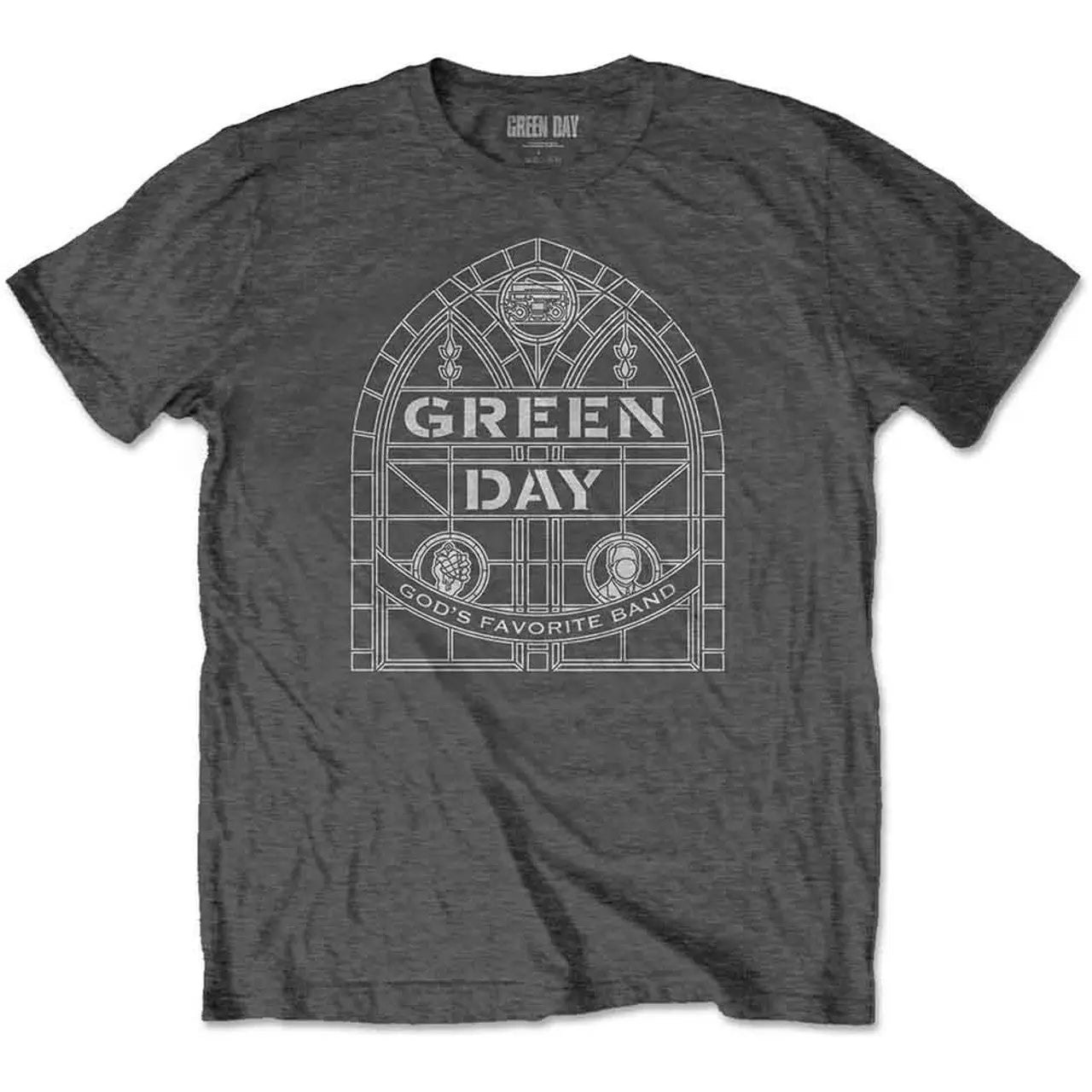 Green Day Shirt: Stained Glass Arch (Charcoal Grey) Ireland Vinyl