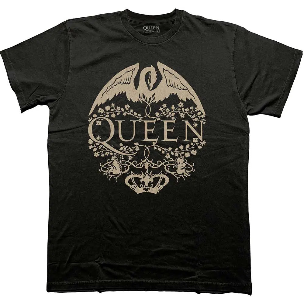 Queen Shirt Floral Crest Mono Ireland Vinyl