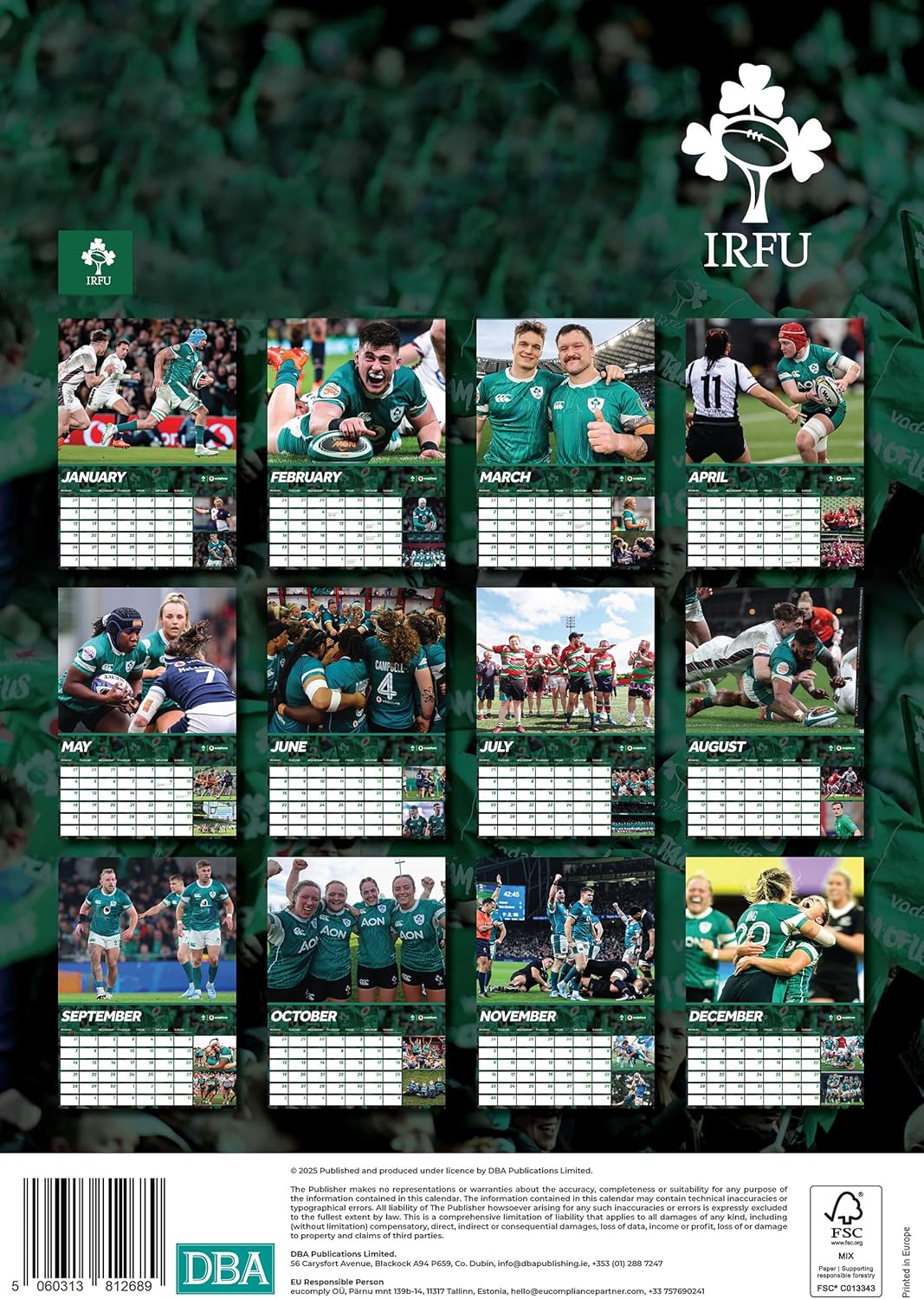 Irish Rugby IRFU 2026 A3 Calendar