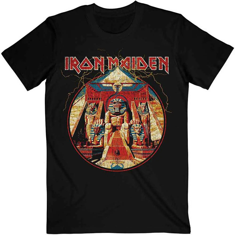 Iron Maiden Shirt Powerslave Lightning Circle Ireland Vinyl