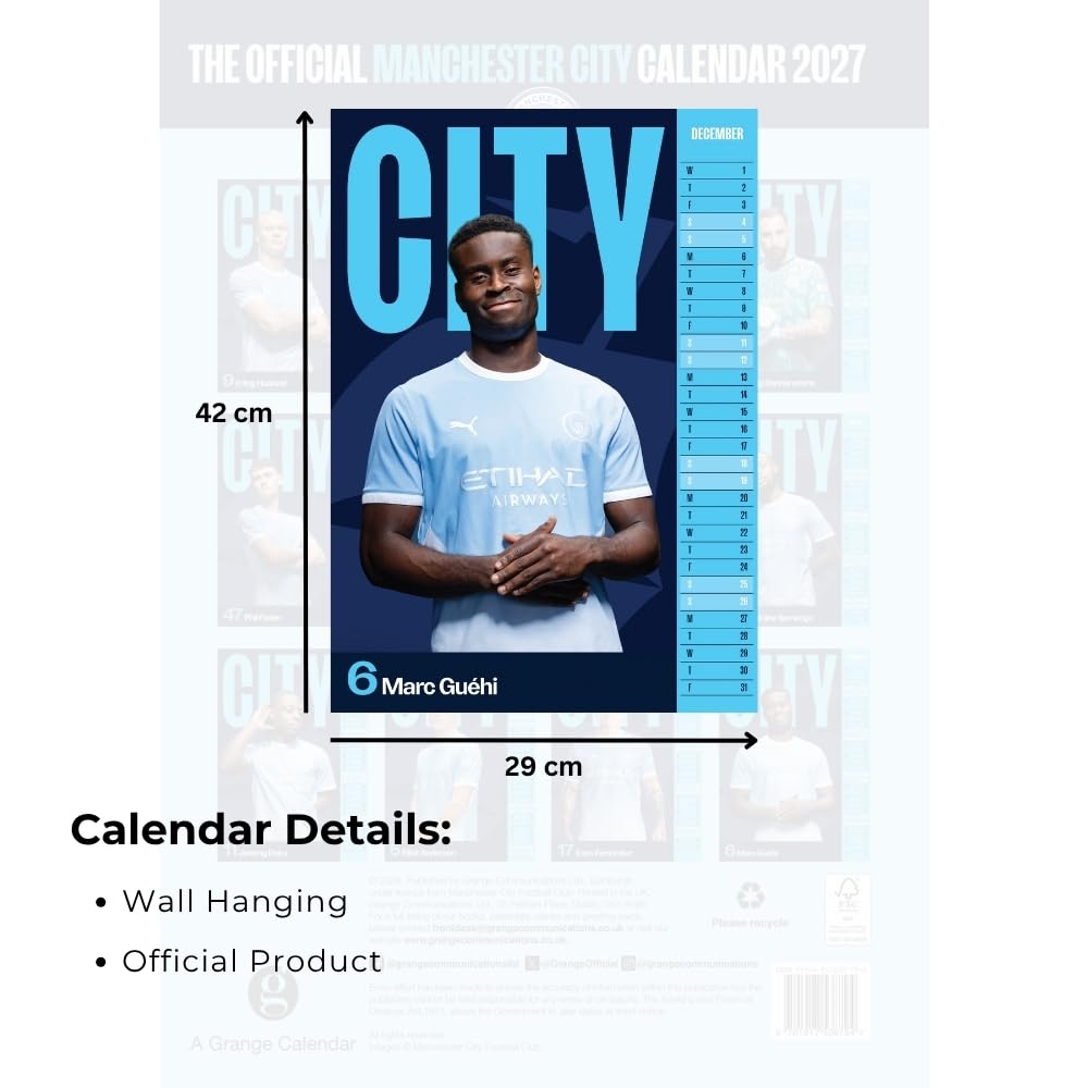 Manchester City FC 2027 A3 Calendar