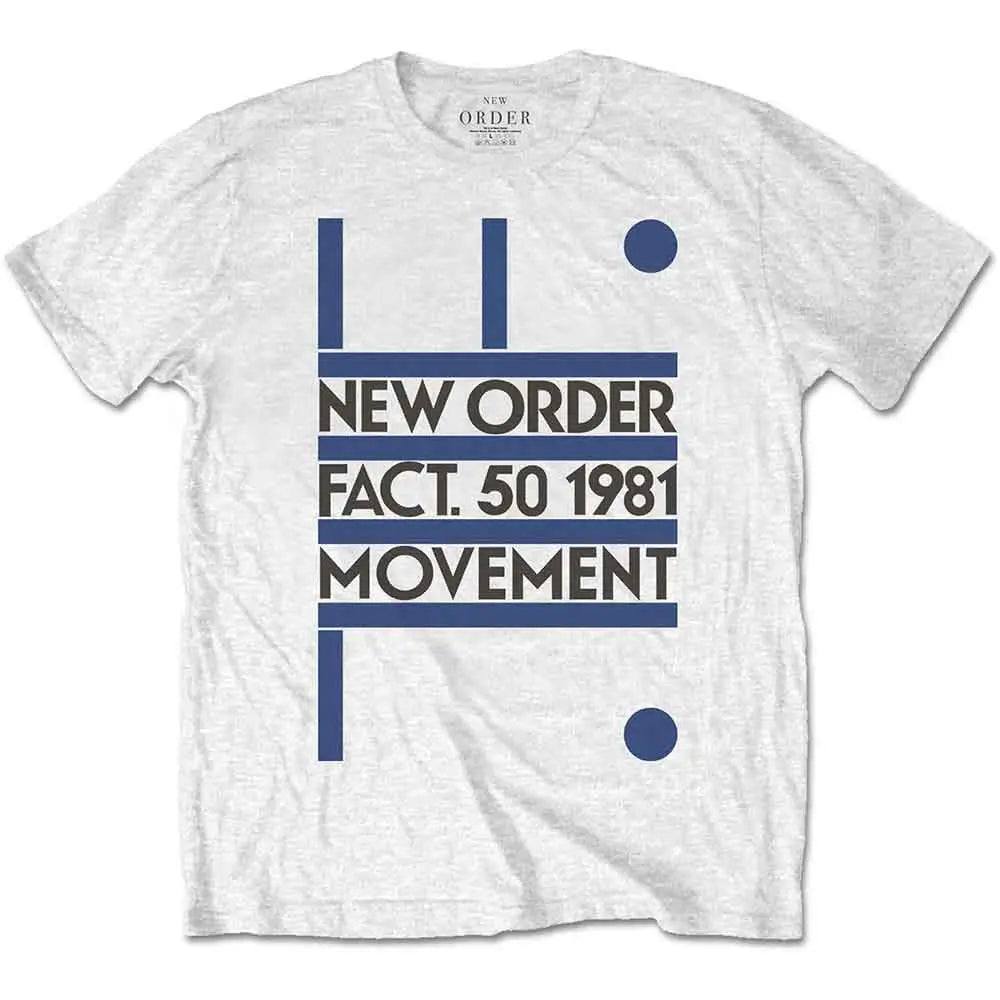 New Order White T-Shirt: Movement Ireland Vinyl