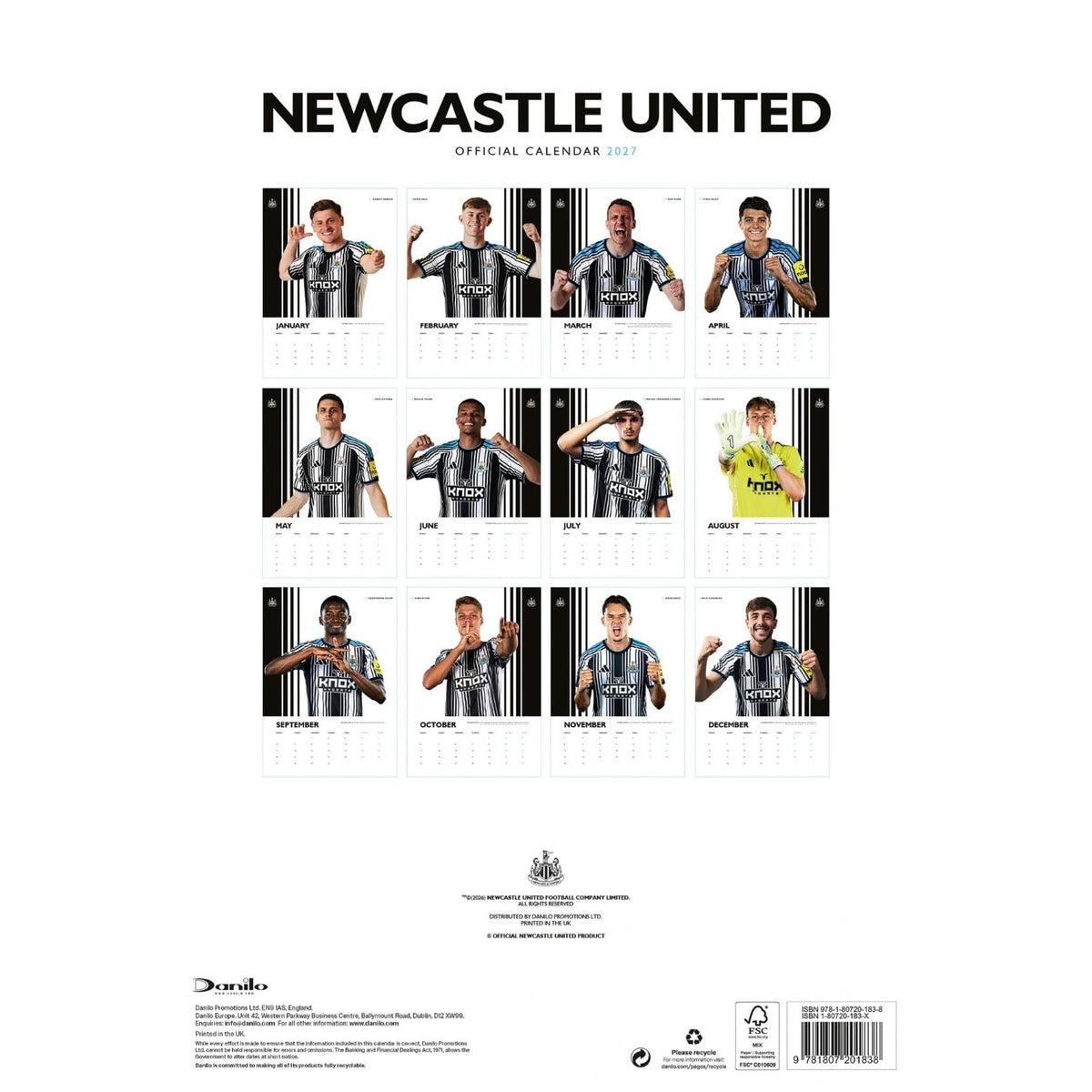 Newcastle United FC 2027 A3 Calendar