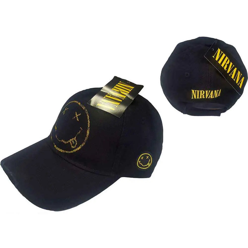 Nirvana Baseball Cap: Happy Face (Distressed)