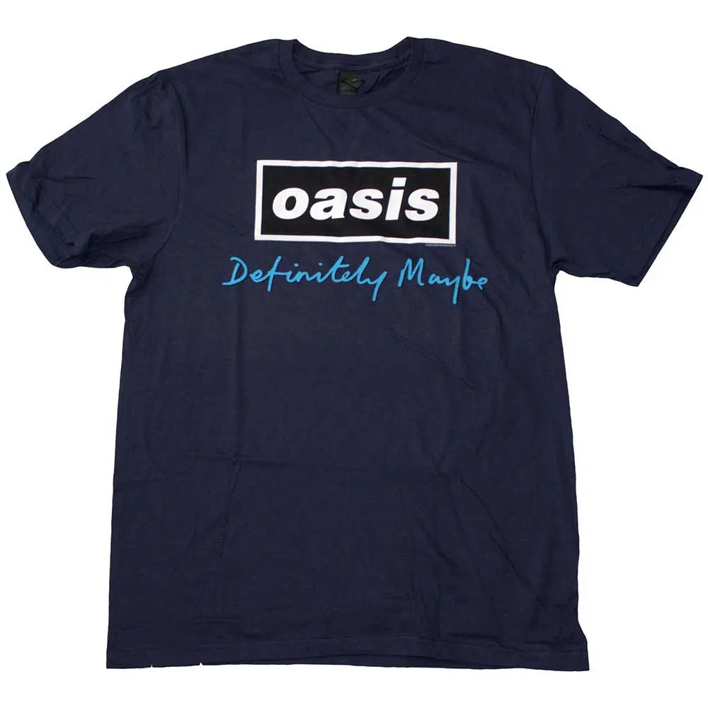 Oasis Navy Shirt Definitely Maybe Text Logo Ireland Vinyl
