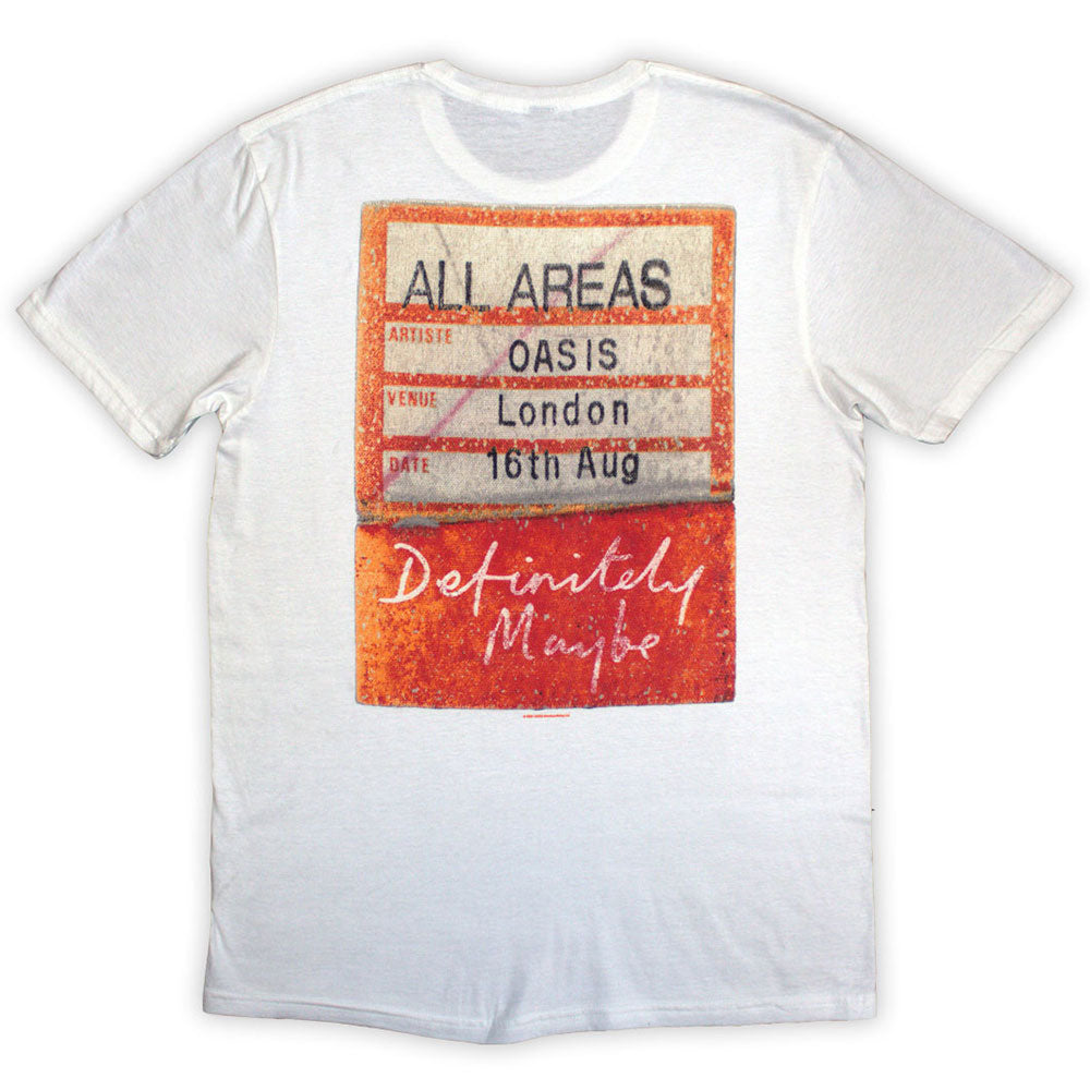 Oasis Shirt Definitely Maybe AAA Pass (White) - Ireland Vinyl