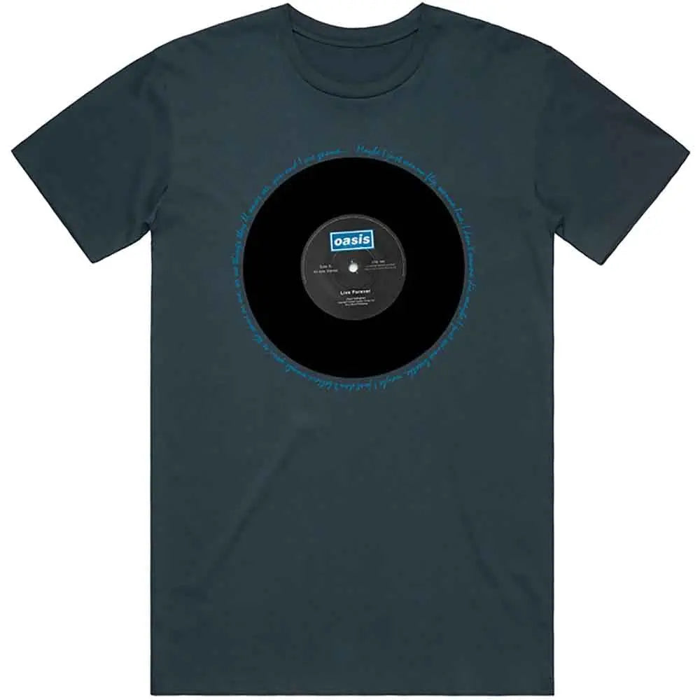 Oasis T-Shirt: Live Forever Single (DENIM) Ireland Vinyl
