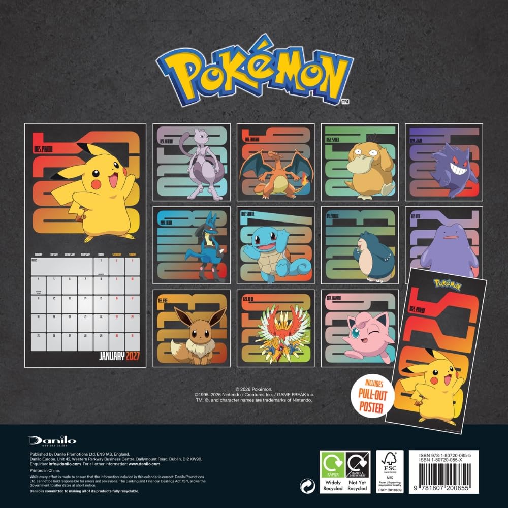 Pokémon 2027 Square Calendar