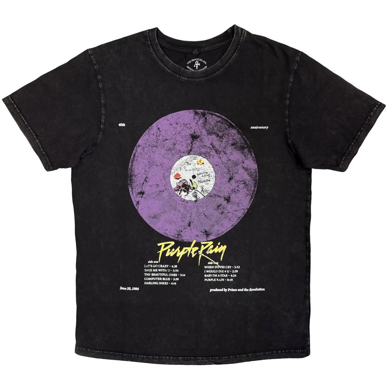 Prince Stone Wash Shirt Purple Rain Disc Ireland Vinyl