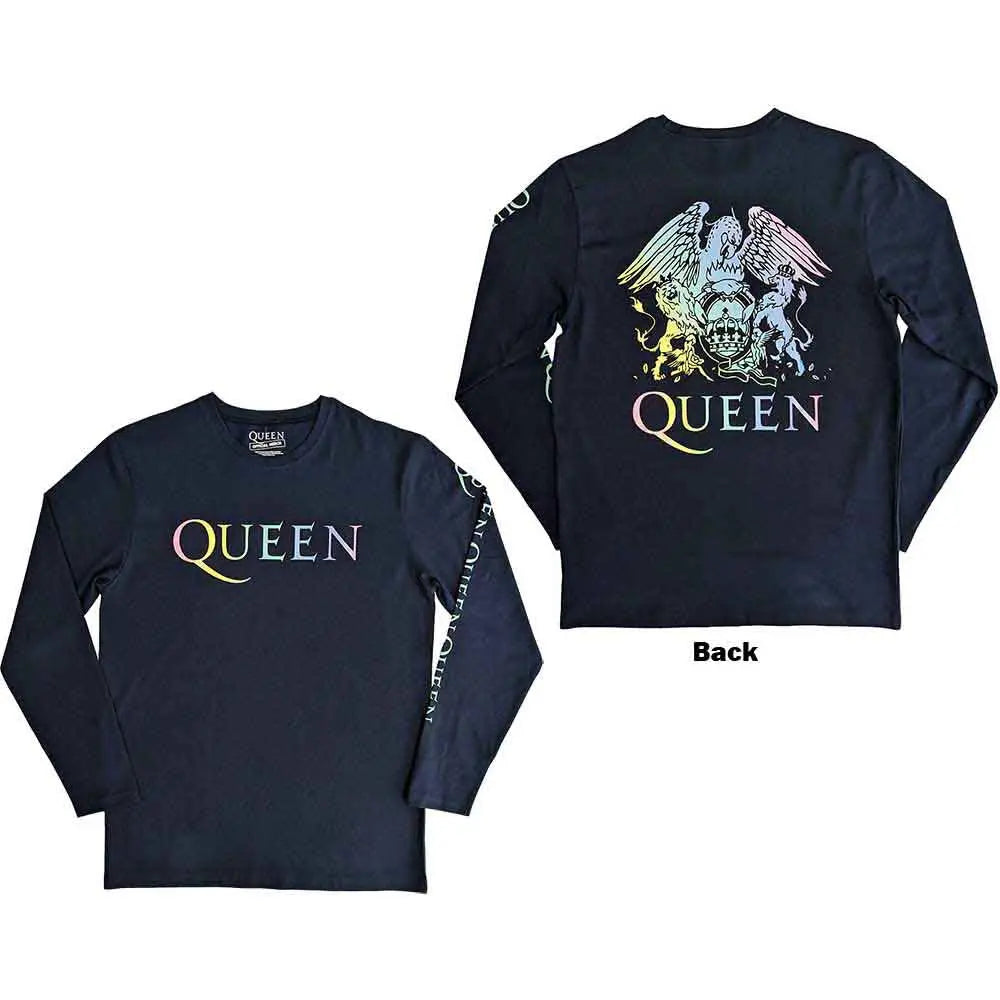 Queen Long Sleeve T-Shirt: Rainbow Crest - Ireland Vinyl
