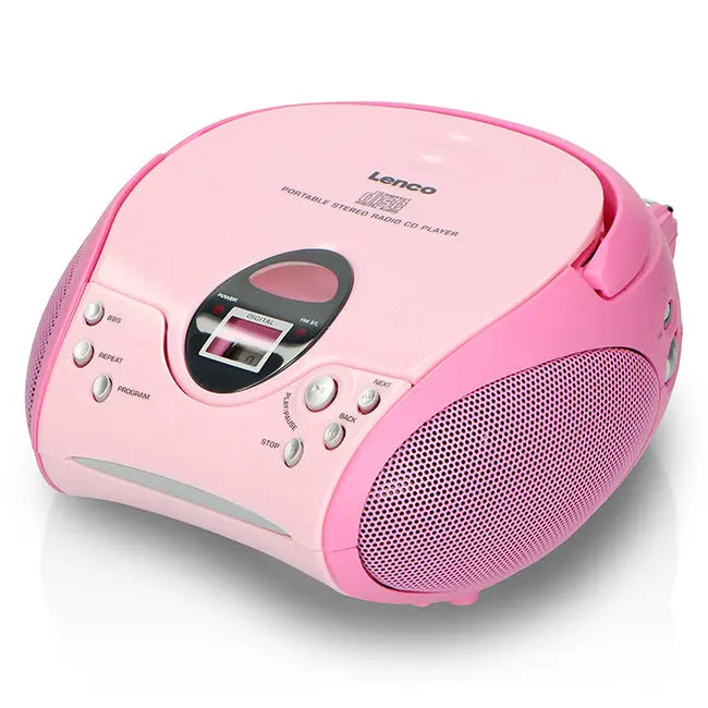 LENCO SCD-24 PINK - Portable Stereo FM Radio with CD player Lenco