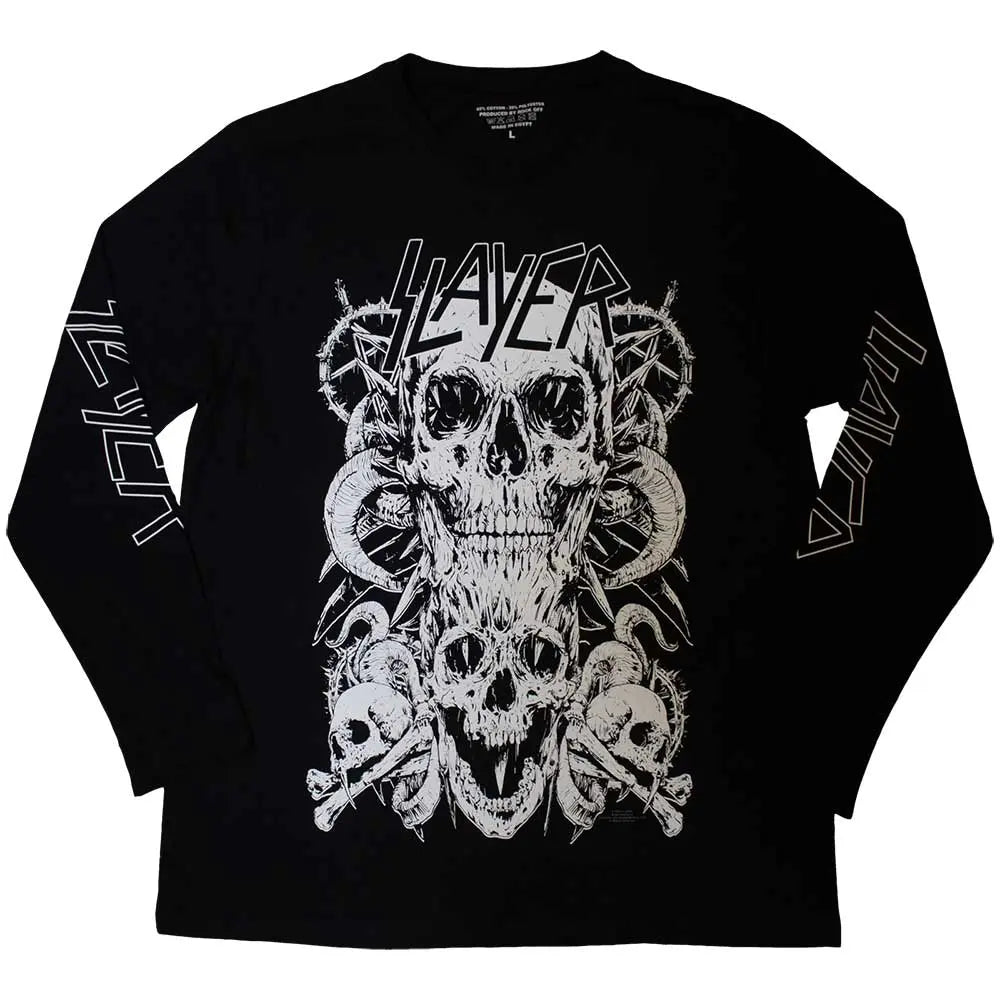 Slayer Long Sleeve T-Shirt: White Skulls - Ireland Vinyl