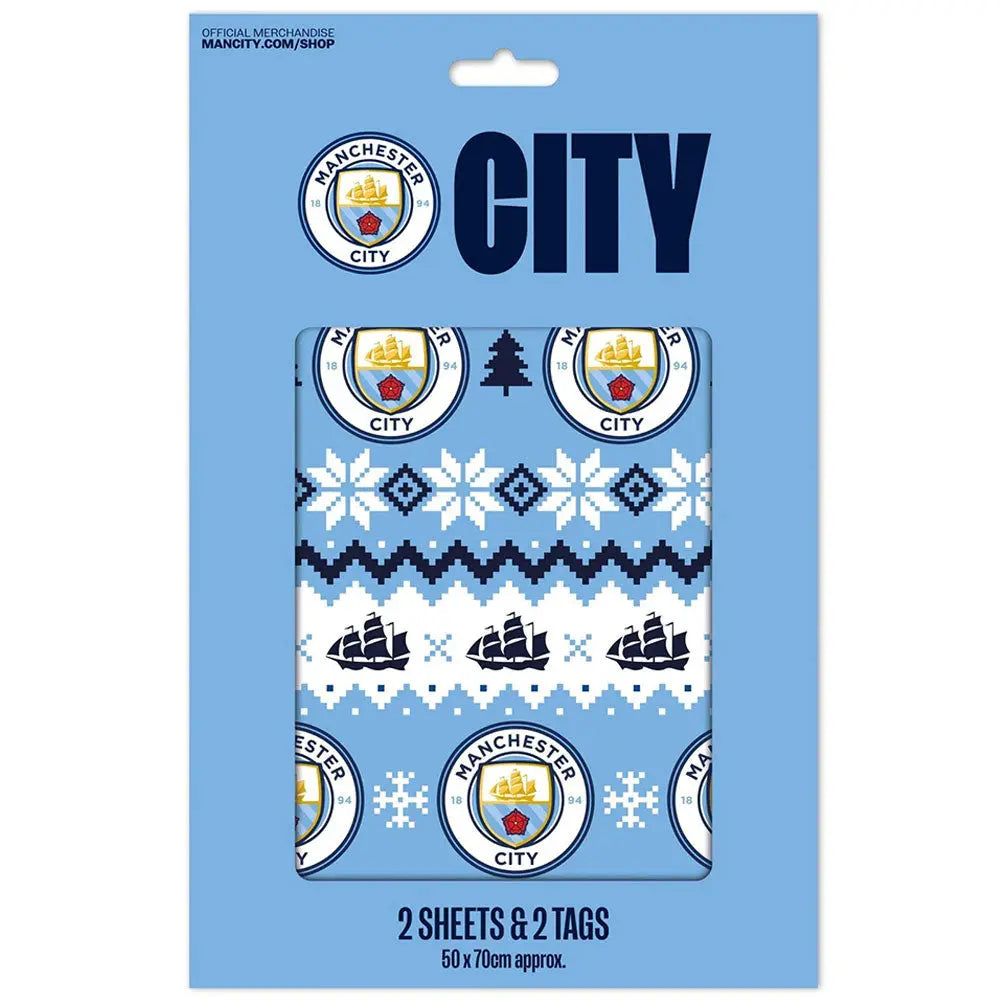 Manchester City FC Christmas Gift Wrap Zhivago Gifts