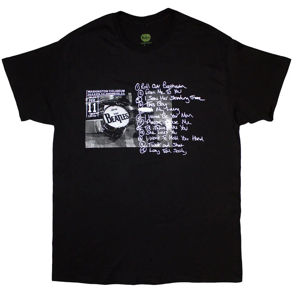 The Beatles Shirt Washington '64 Drum Photo & Setlist - Ireland Vinyl