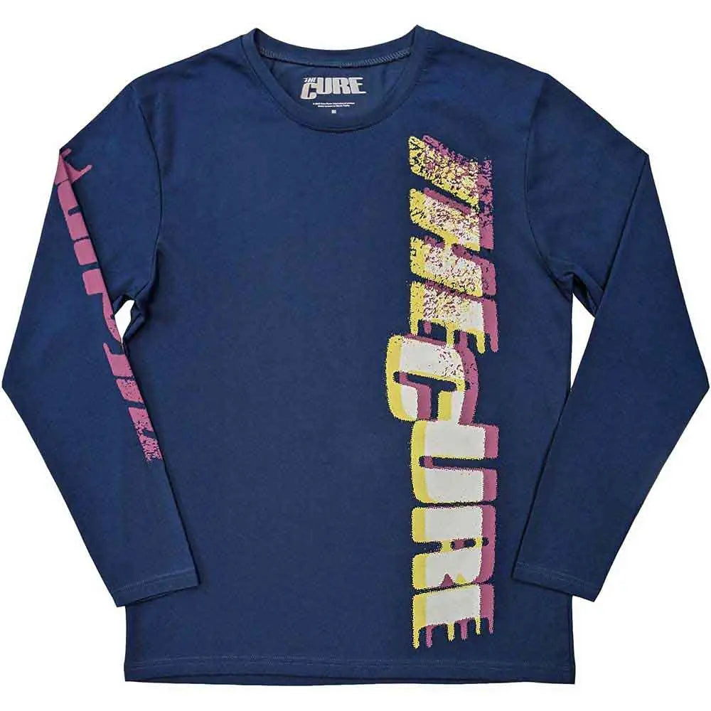 The Cure Long Sleeve Shirt Glitched Logo Ireland Vinyl