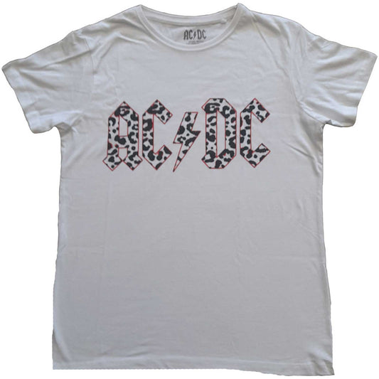AC DC Ladies T-Shirt Leopard Print Logo - Zhivago Gifts