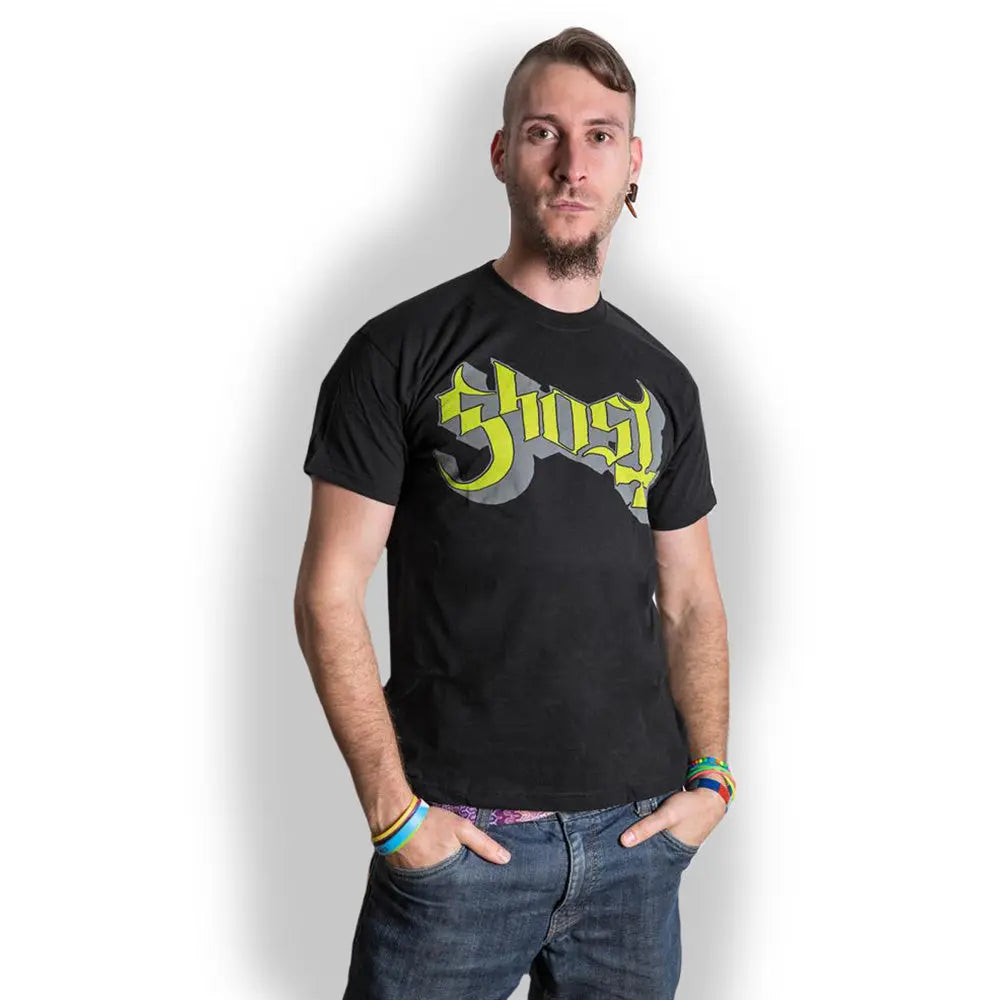 Ghost T-Shirt Green/Grey Keyline Logo - Zhivago Gifts