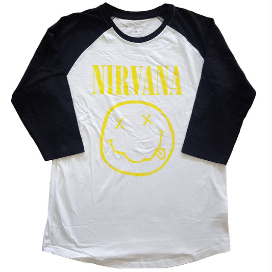 Nirvana Raglan Shirt Happy Face - Zhivago Gifts