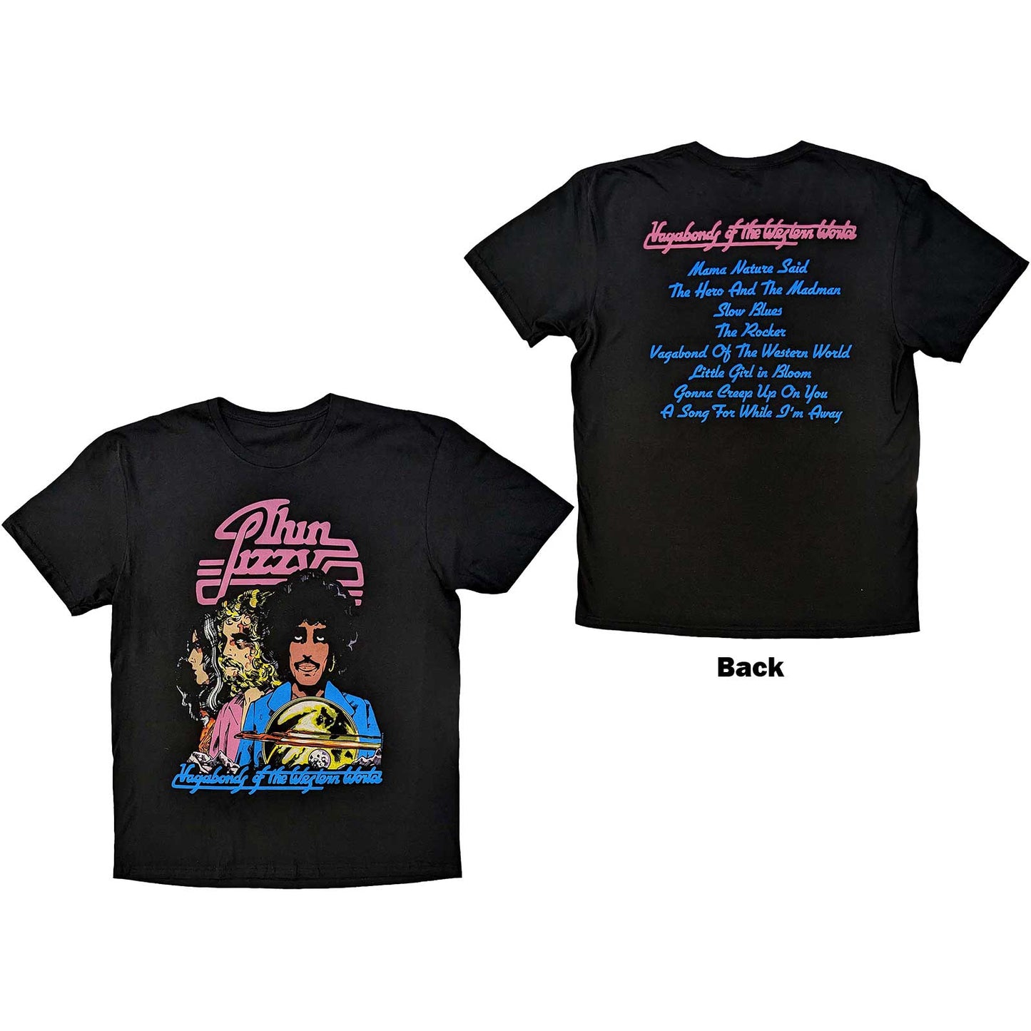 Thin Lizzy Shirt Vagabonds Tracklist (Back Print) - Zhivago Gifts