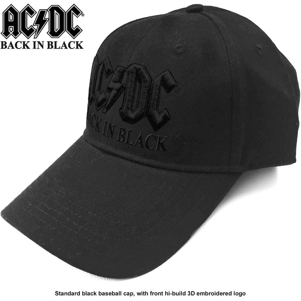 AC/DC Unisex Baseball Cap: Back in Black - Zhivago Gifts