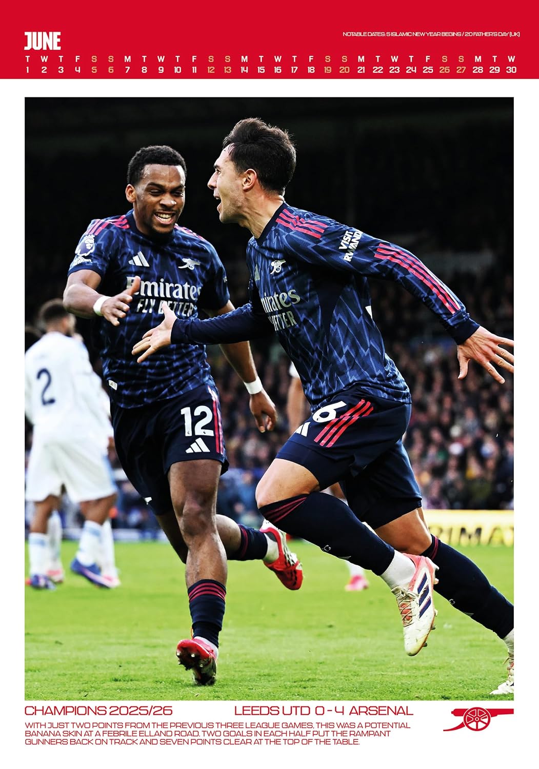 Arsenal FC 2027 Deluxe Wall Calendar