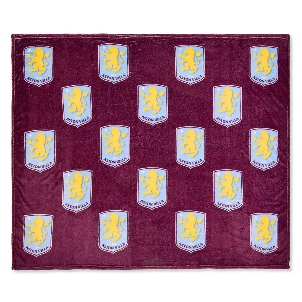 Aston Villa FC Multi Crest Fleece Blanket Zhivago Gifts