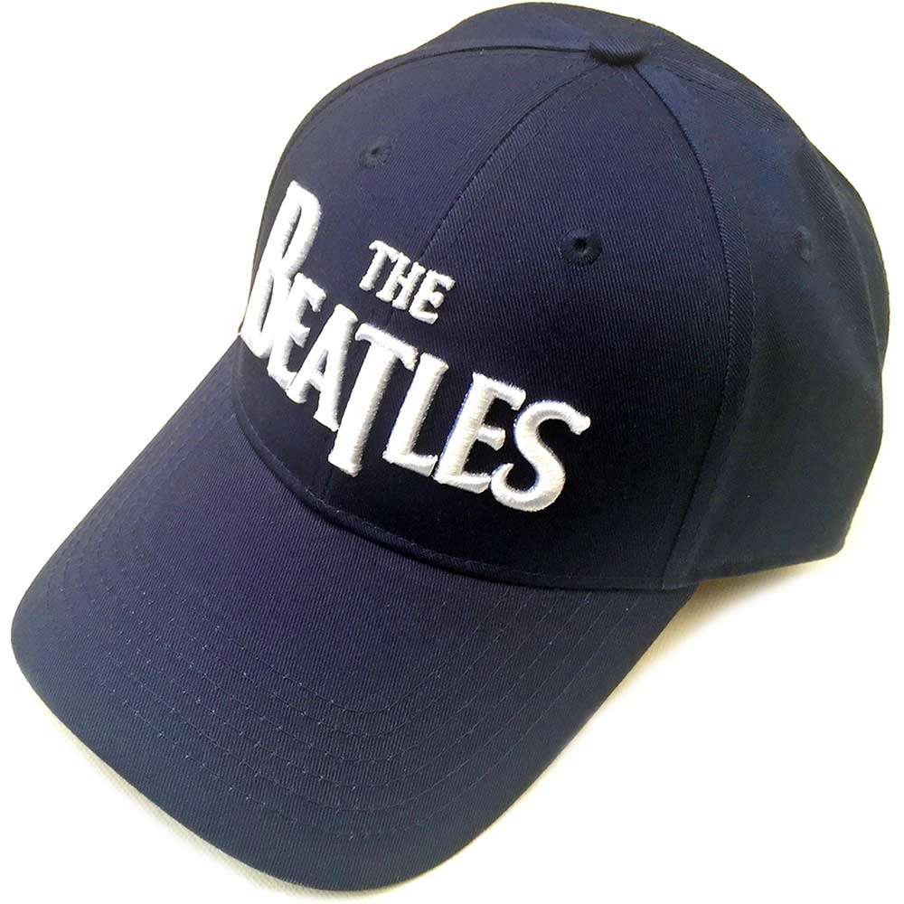 The Beatles Unisex Baseball Cap: White Drop T Logo (Navy Blue) - Zhivago Gifts