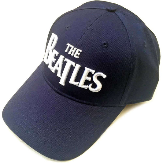 The Beatles Unisex Baseball Cap: White Drop T Logo (Navy Blue)