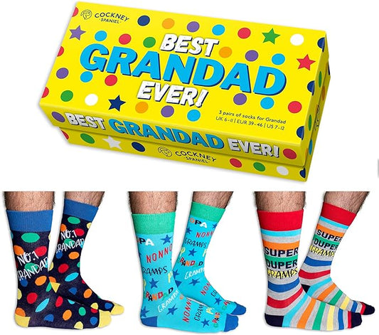 Best Grandad Ever! - Box of 3 Pairs of Socks - Zhivago Gifts