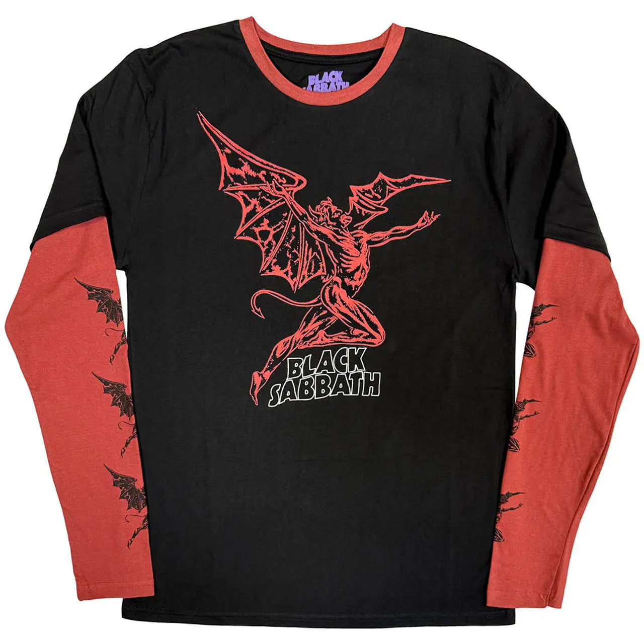Black Sabbath Long Sleeve Shirt: Red Henry Wavy Logo Ireland Vinyl