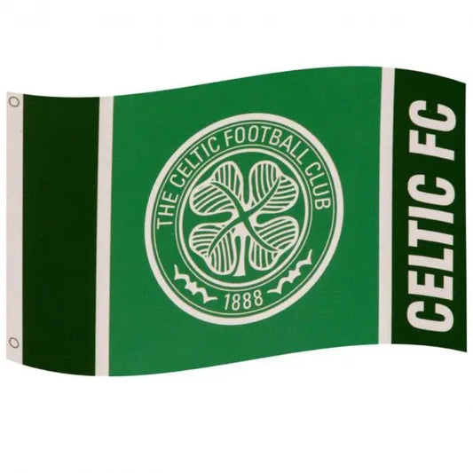 
    Large 100% polyester supporters flag
    This green wordmark flag features a full colour Celtic crest, green stripe design and text
    Perfect for any wall with ready to hang metal eyelets
    Official licensed product

    Approx 152cm x 91cm (5ft x 3ft)
    Product weight 98g