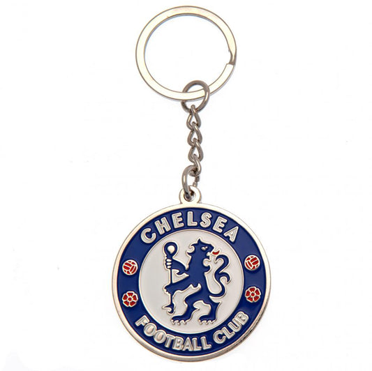Chelsea Football Club keychain with lion emblem on a white background