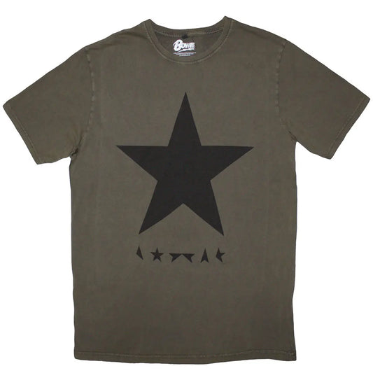 David Bowie Stone Wash Shirt Blackstar (Green) - Ireland Vinyl