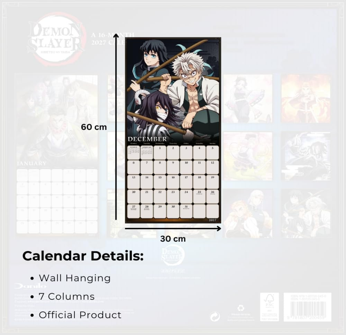 Demon Slayer: Kimetsu no Yaiba 2027 Square Calendar