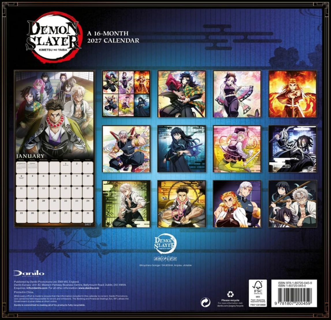 Demon Slayer: Kimetsu no Yaiba 2027 Square Calendar