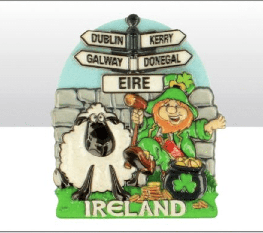 Ireland Signpost Leprechaun Sheep Printed Resin Magnet