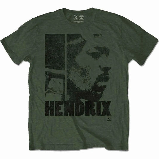 Jimi Hendrix Shirt: Face (Khaki Green) Ireland Vinyl