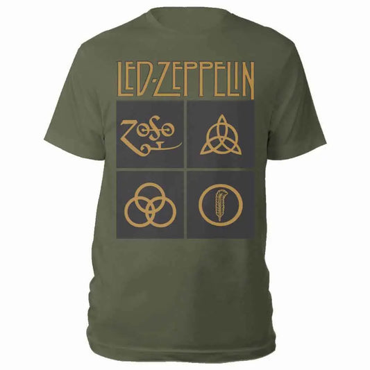 Led Zeppelin Shirt Gold Symbols Ireland Vinyl