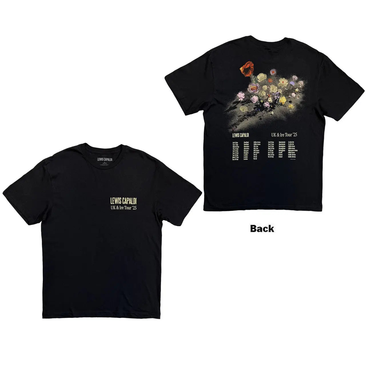 Lewis Capaldi Shirt: Flowers UK Tour '25 Ireland Vinyl