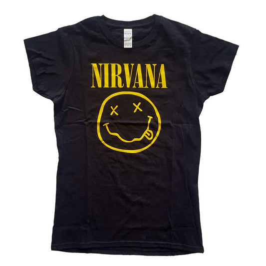Nirvana Ladies Shirt - Yellow Happy Face Shirts