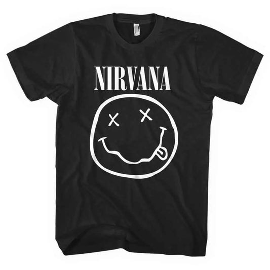 Nirvana Shirt White Happy Face (Black) Ireland Vinyl
