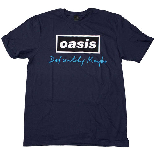 Oasis Navy Shirt Definitely Maybe Text Logo